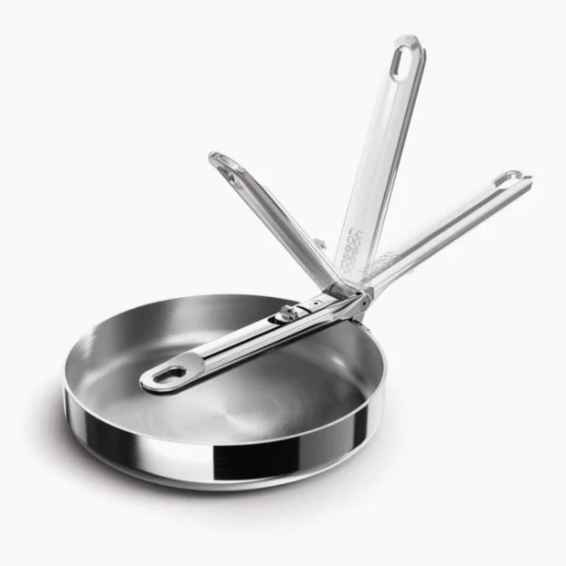 Sartén de acero inoxidable tricapa y con mango plegable Space Steel Joseph Joseph