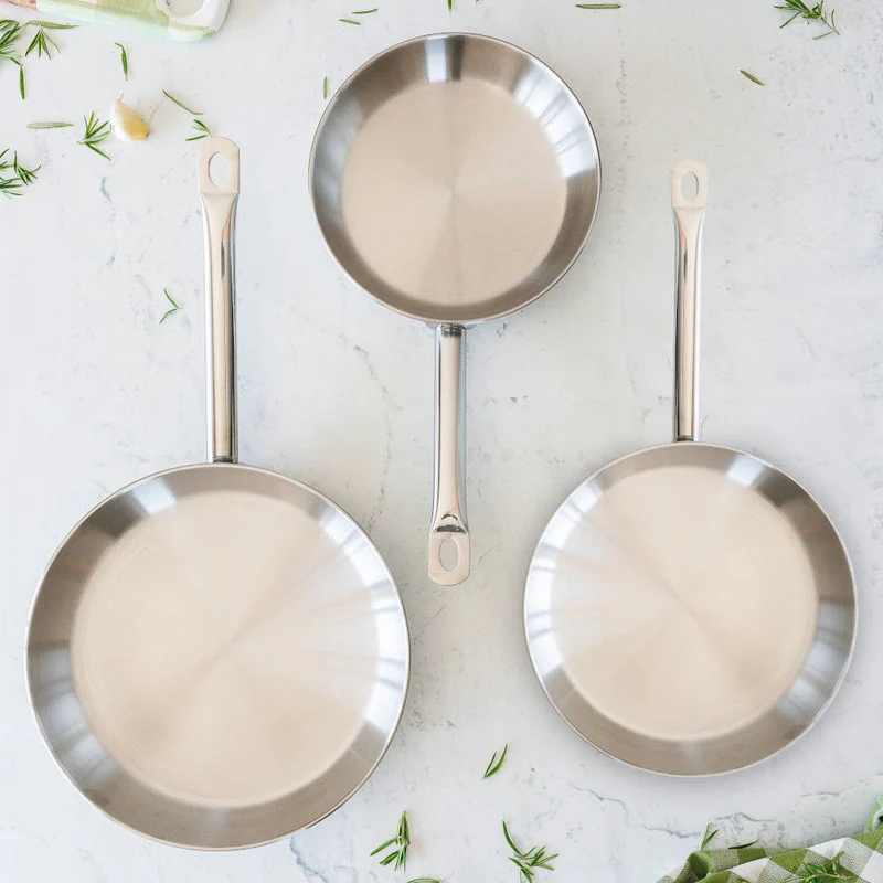 Set de 3 sartenes de acero inoxidable Profesional Bra