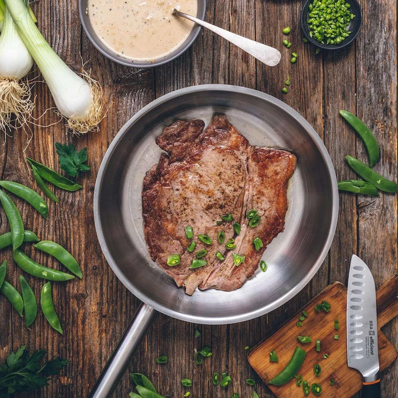 Set de 3 sartenes de acero inoxidable Profesional Bra
