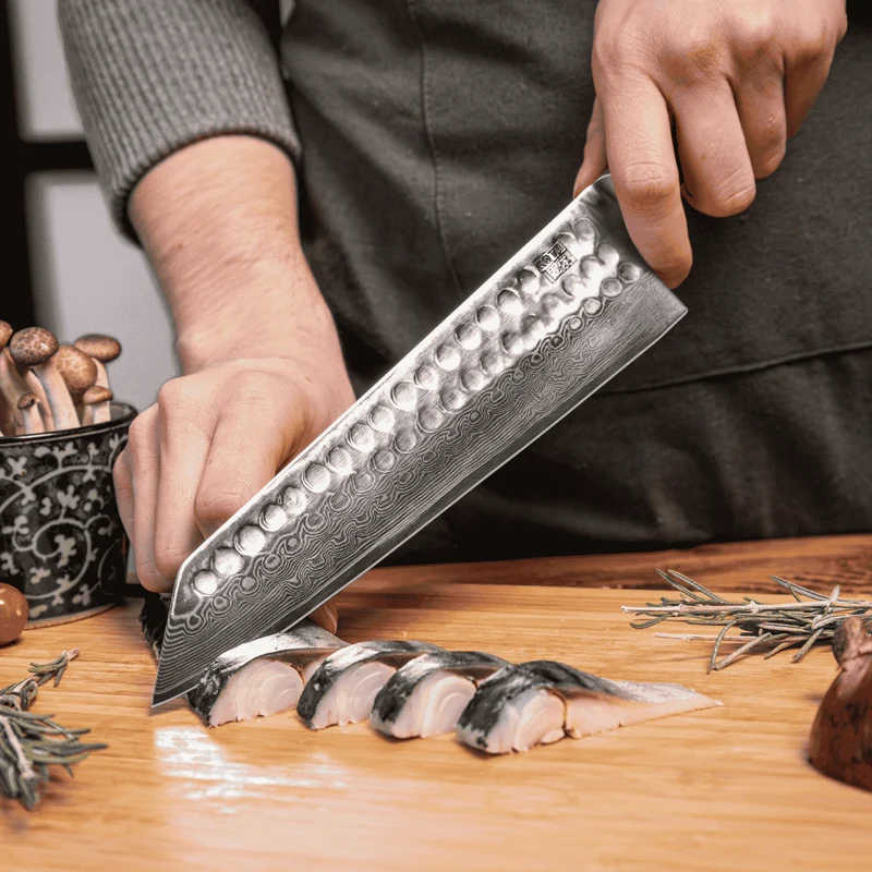 Cuchillos de acero damasco japonés Bunka Damas Kotai