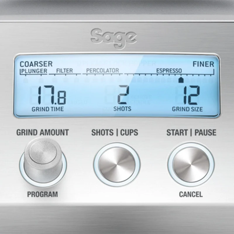 Molinillo de café eléctrico con pantalla LCD Smart Grinder™ Pro Sage