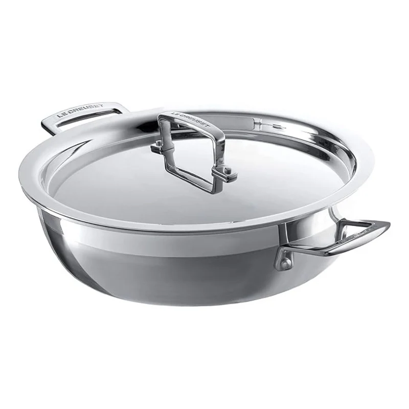 Cacerola baja de acero inoxidable 3-PLY Le Creuset