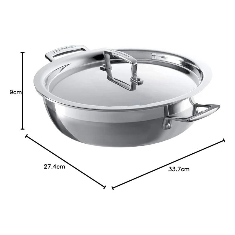 Cacerola baja de acero inoxidable 3-PLY Le Creuset