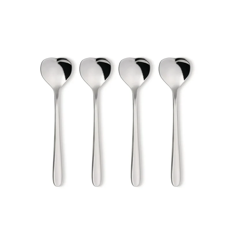 Set de 4 cucharillas de café con forma de corazón Love Caffe Alessi