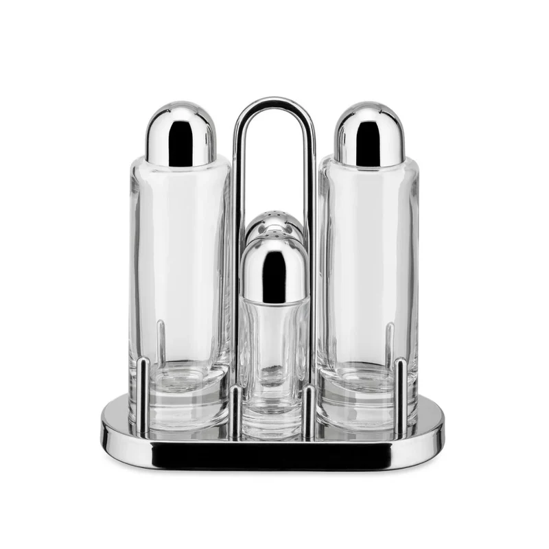 Juego de condimentos de 4 piezas de acero inoxidable Alessi