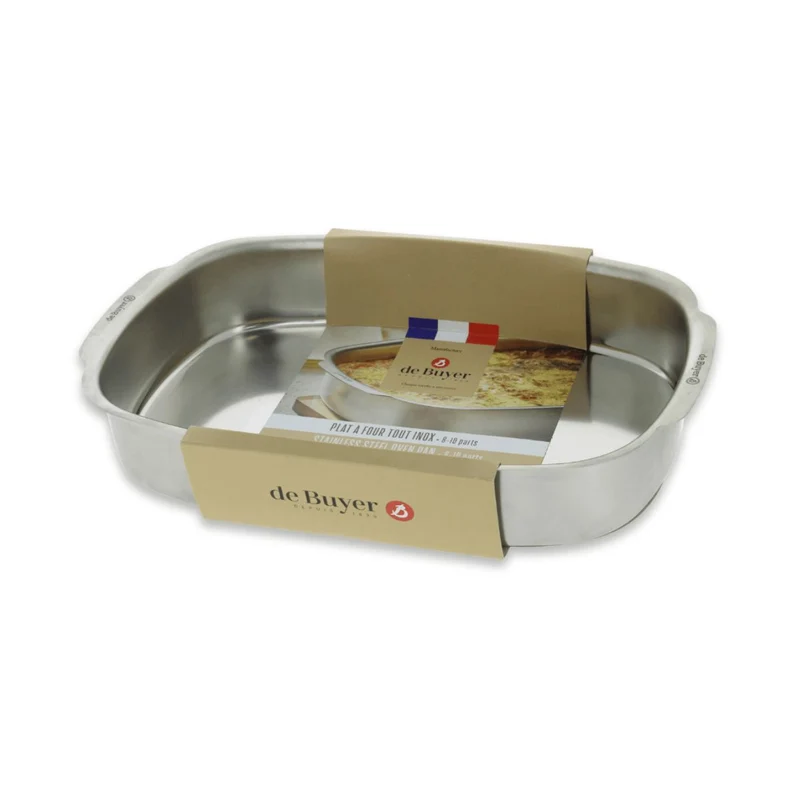 Bandeja rectangular honda para horno de acero inoxidable De Buyer