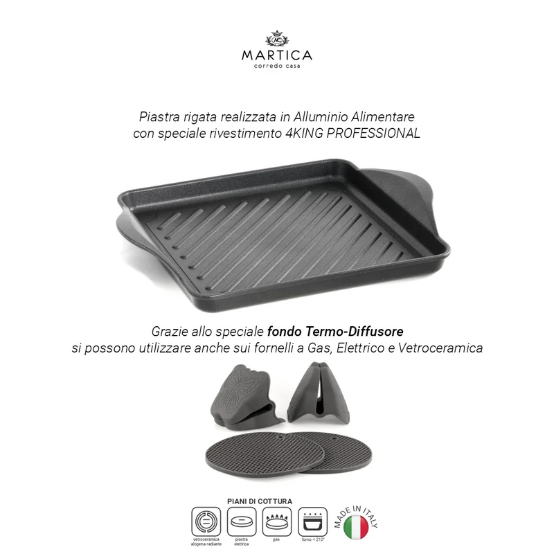 Bistecchiera teglia rigata antiaderente - King Pro