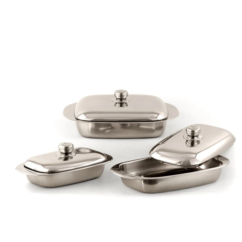 Set lasagnere in acciaio inox con coperchio - Master