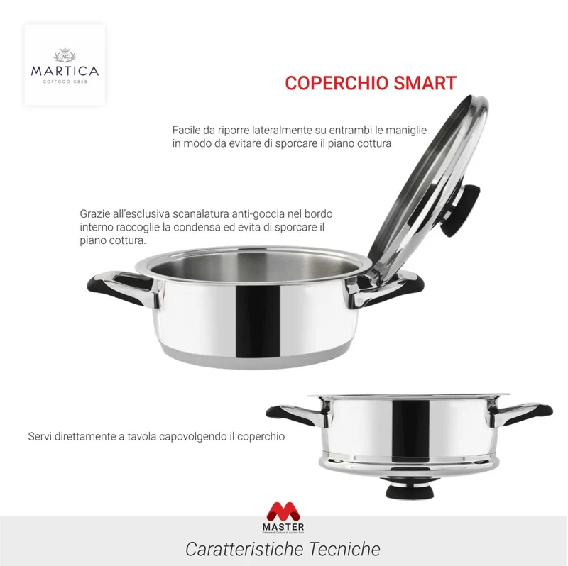 Batteria di pentole in acciaio inox ad induzione composizione SuperSMART - Master