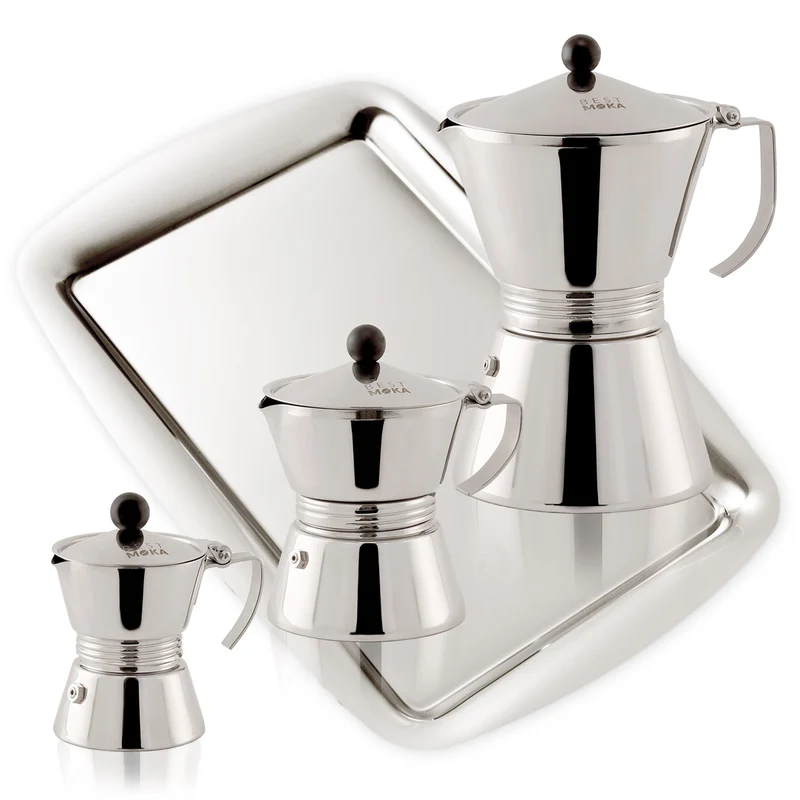 Set caffettiere in acciaio inox ad induzione da 1, 3 e 6 tazze - Best Moka