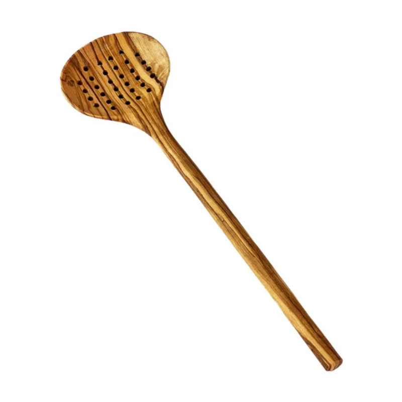 Cuchara espumadera perforada de madera de olivo Selbrae