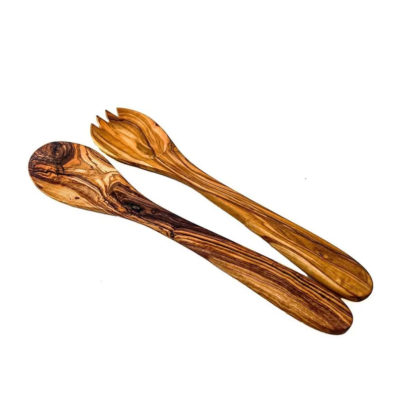 Set de 2 cubiertos para la ensalada de madera de olivo Selbrae