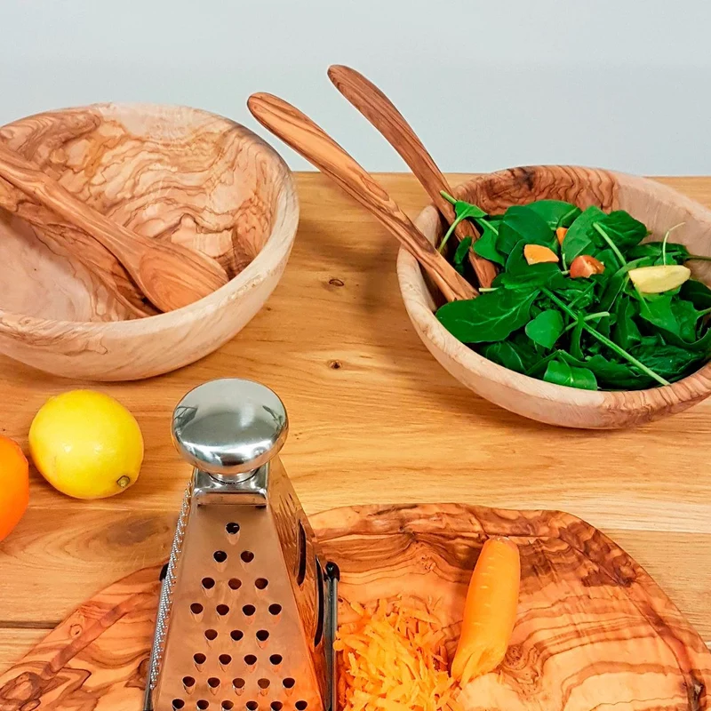 Set de 2 cubiertos para la ensalada de madera de olivo Selbrae