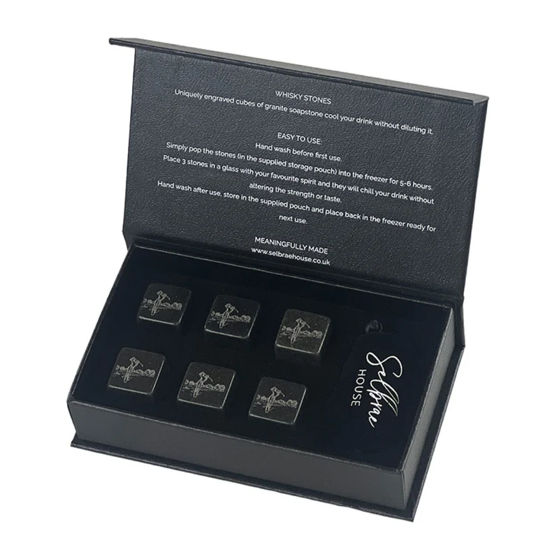 Set de 6 cubitos de piedra con funda Selbrae
