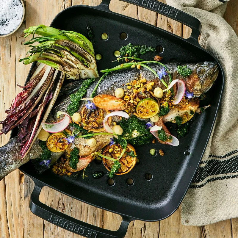 Sartén asadora cuadrada hierro fundido BBQ Outdoor Le Creuset