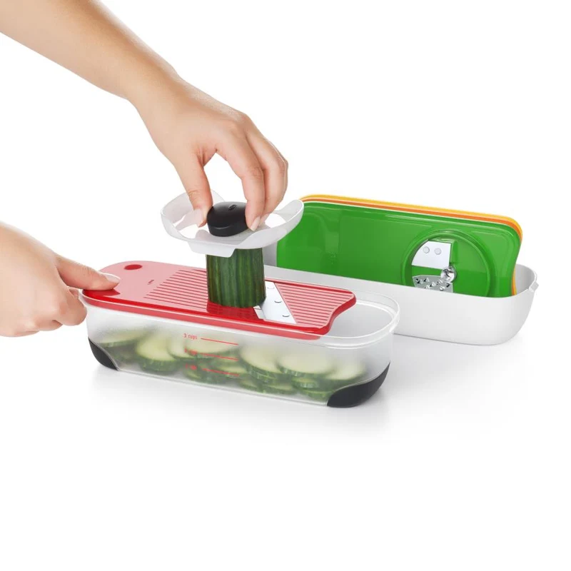 Set espiralizador, rallador y mandolina con contenedor OXO