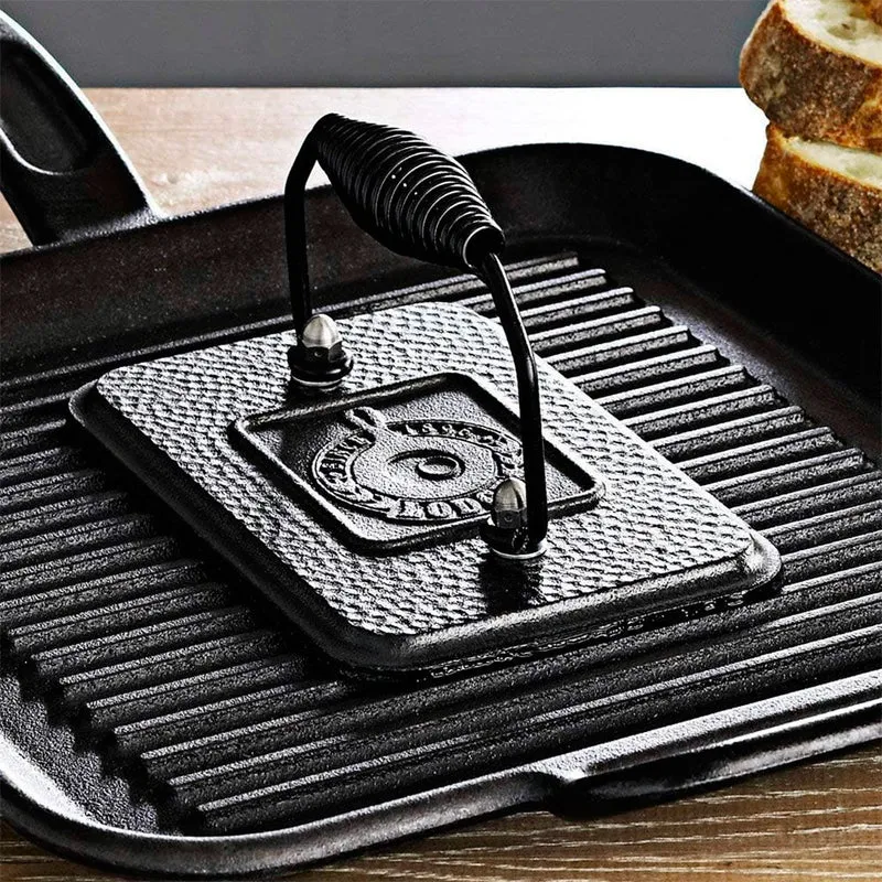 Prensa de parrilla de hierro rectangular Lodge