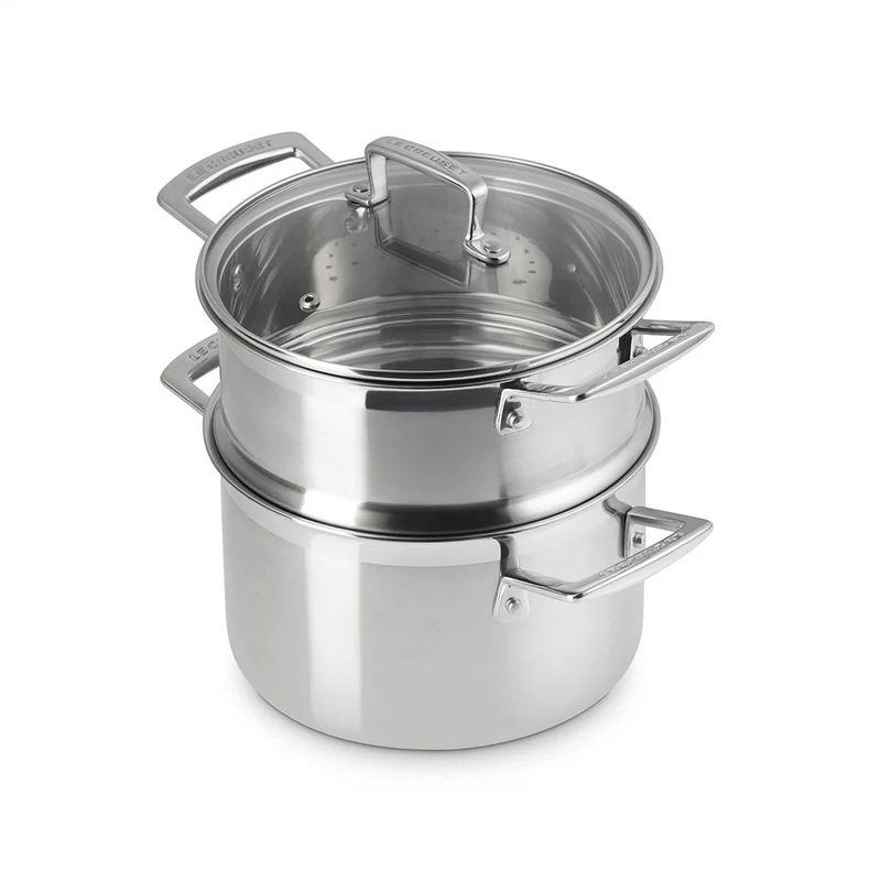 Olla con vaporera y tapa de cristal Le Creuset