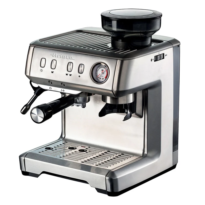 Cafetera Espresso de metal con molinillo de café y monodosis Ariete
