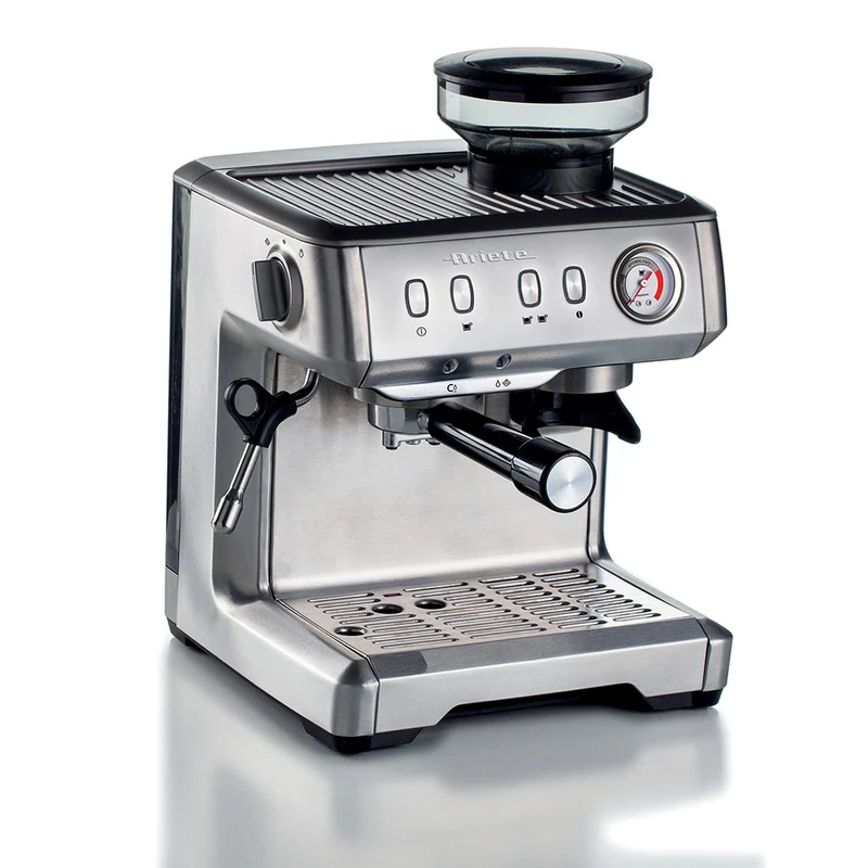 Cafetera Espresso de metal con molinillo de café y monodosis Ariete