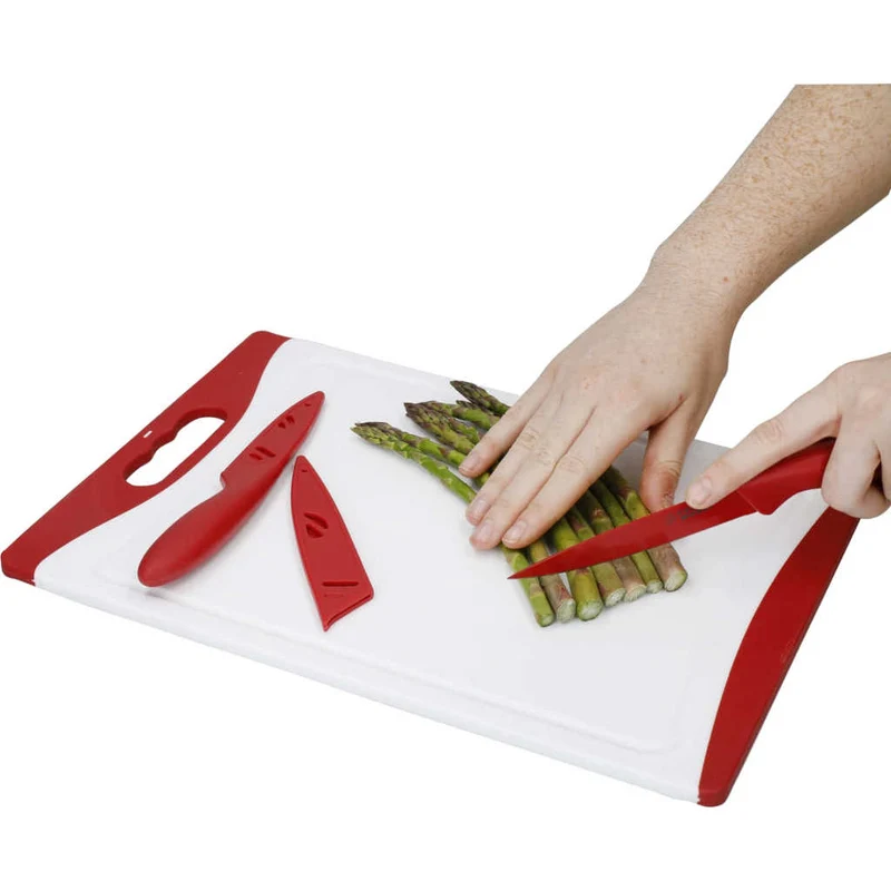 Set de 3 piezas de cuchillos y tabla de cortar Colourworks KitchenCraft