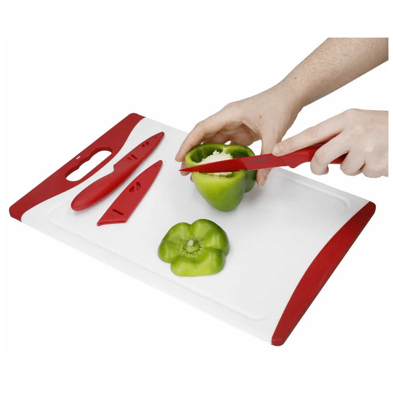 Set de 3 piezas de cuchillos y tabla de cortar Colourworks KitchenCraft