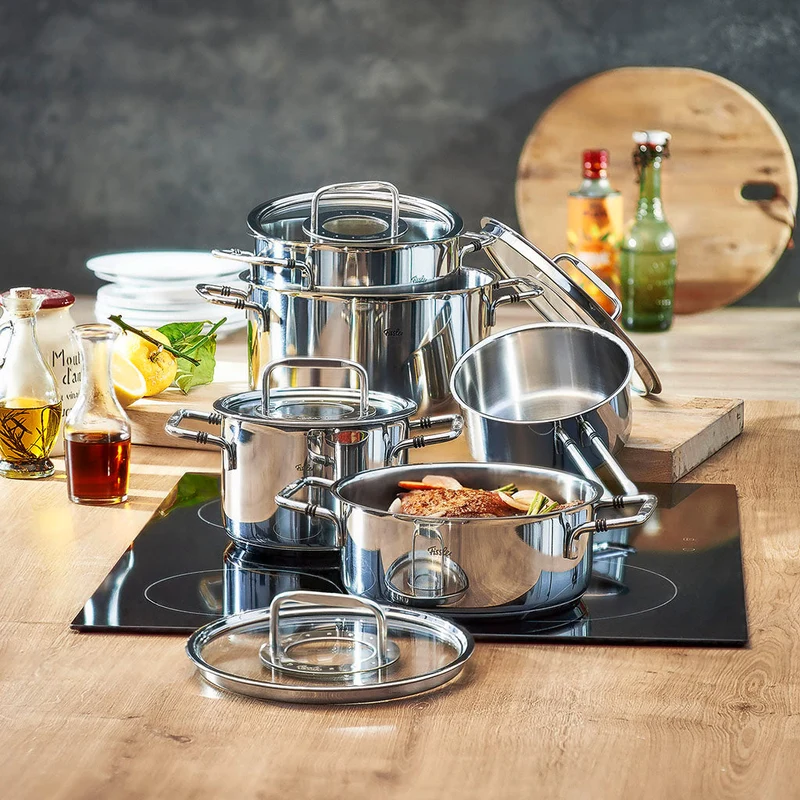 Cacerola 20cm de acero inox con tapa de cristal Bonn Fissler