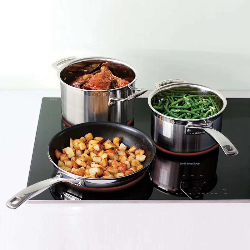 Batería de 3 piezas acero inoxidable Le Creuset