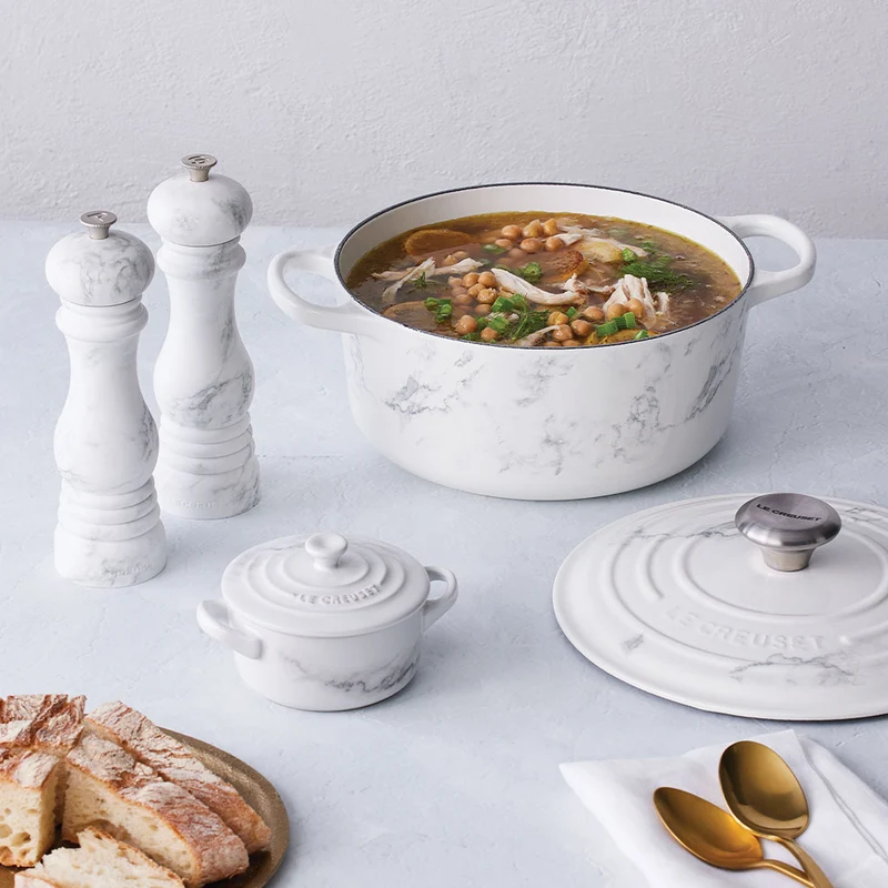 Cocotte de hierro White Marble Le Creuset (Edición Limitada)