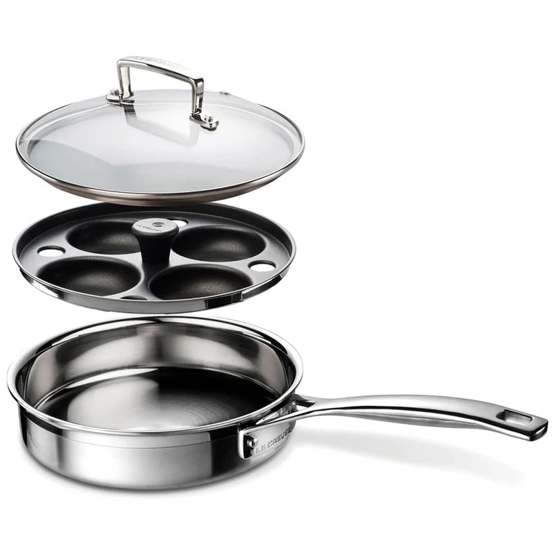 Sauté inox con accesorio para huevos poché de Le Creuset