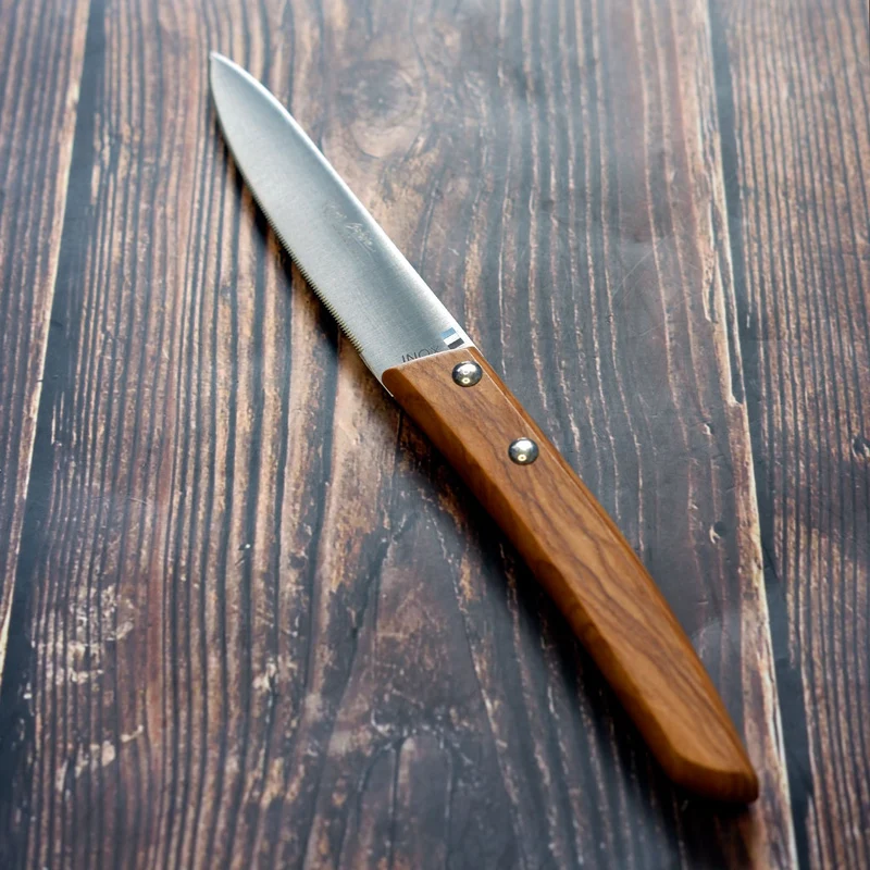 Cuchillo de mesa microdentado con mango de olivo Roger Orfevre