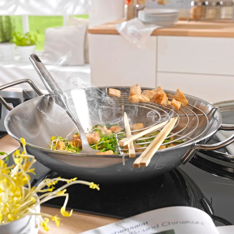 Wok de acero inoxidable con tapa y rejilla Zwilling Plus