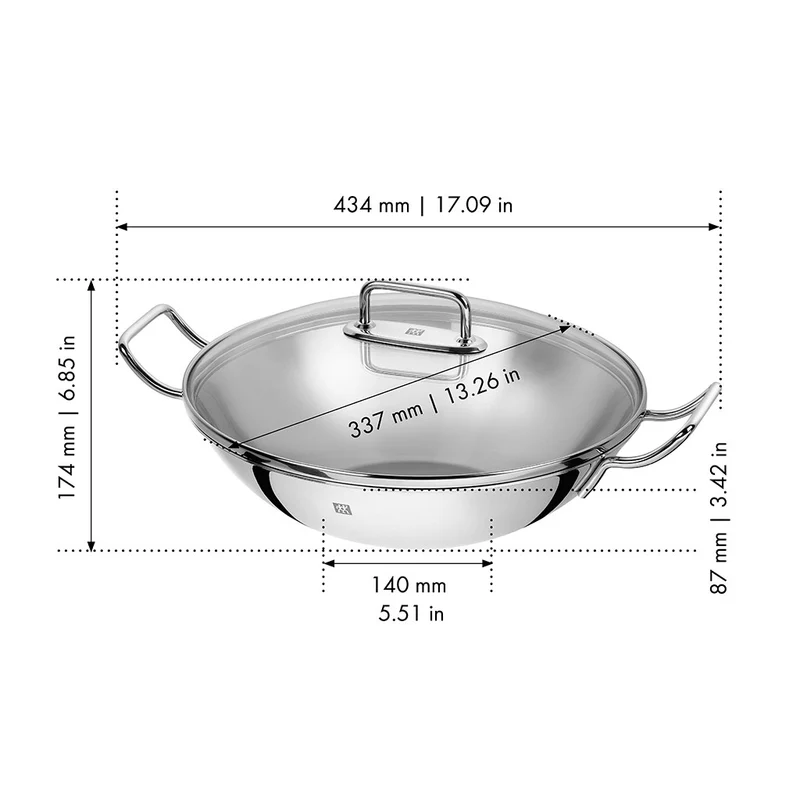 Wok de acero inoxidable con tapa y rejilla Zwilling Plus