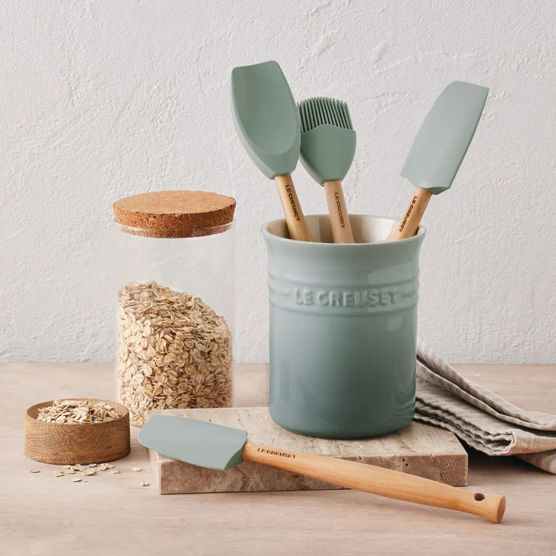 Conjunto de bote con 4 espátulas Le Creuset