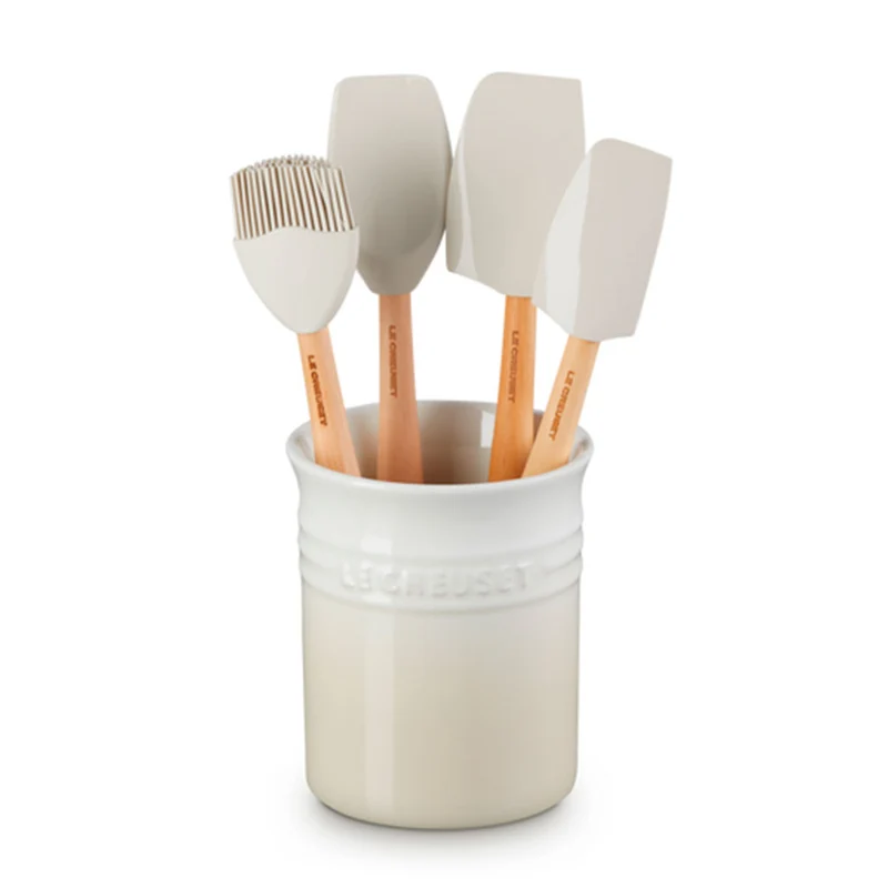 Conjunto de bote con 4 espátulas Le Creuset
