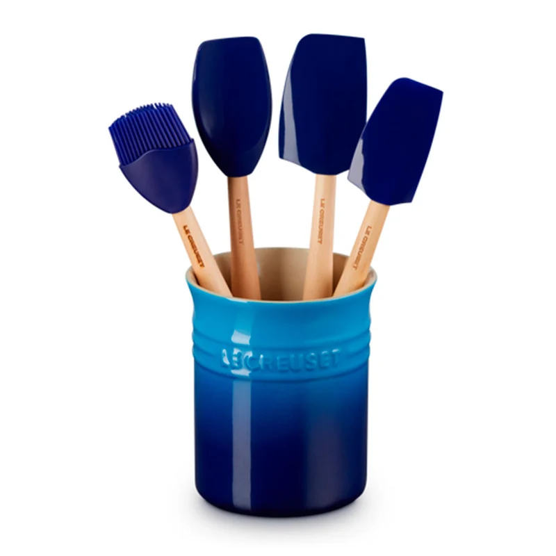 Conjunto de bote con 4 espátulas Le Creuset