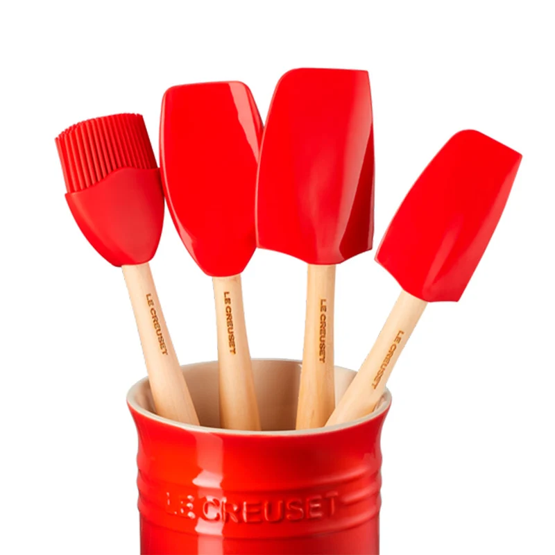 Conjunto de bote con 4 espátulas Le Creuset