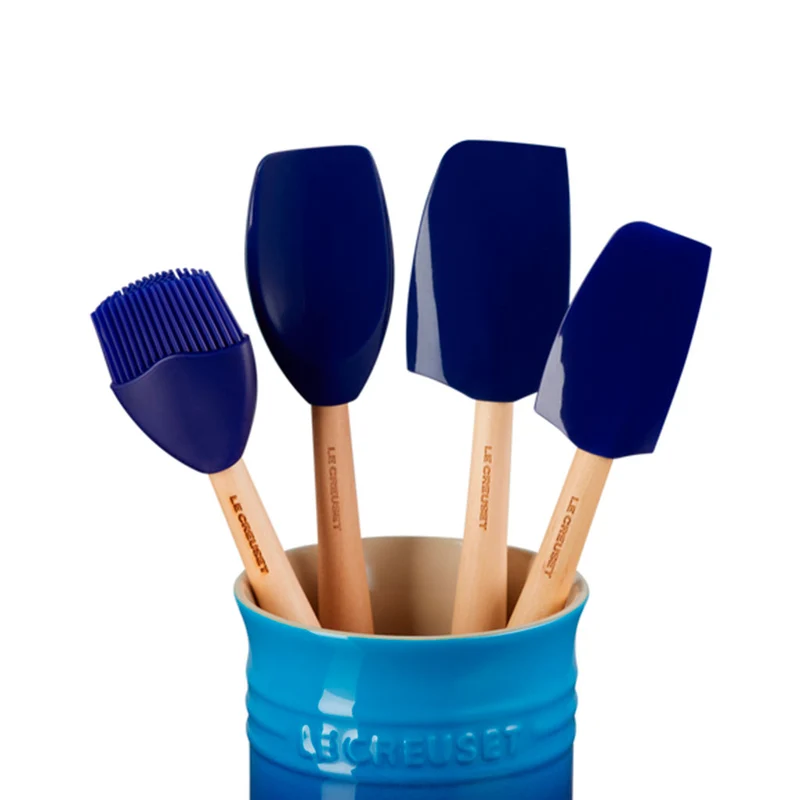 Conjunto de bote con 4 espátulas Le Creuset