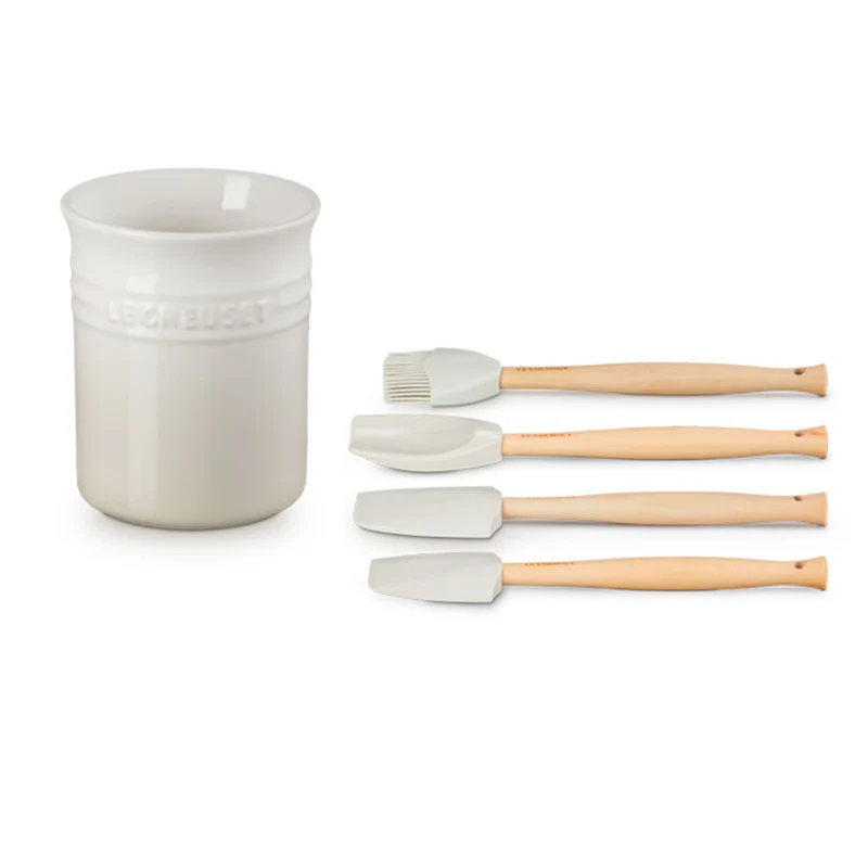Conjunto de bote con 4 espátulas Le Creuset