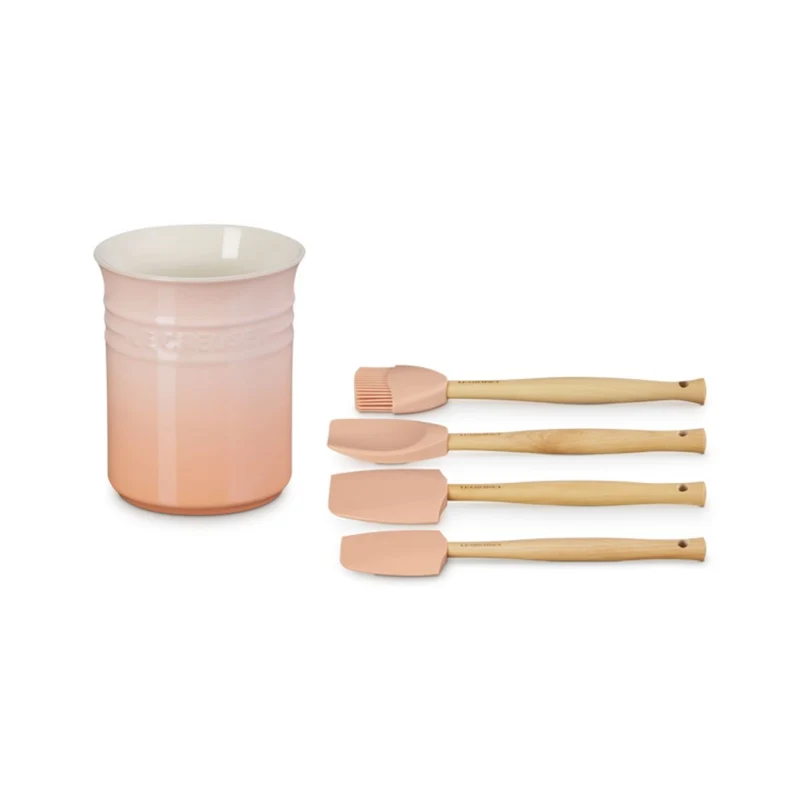 Conjunto de bote con 4 espátulas Le Creuset