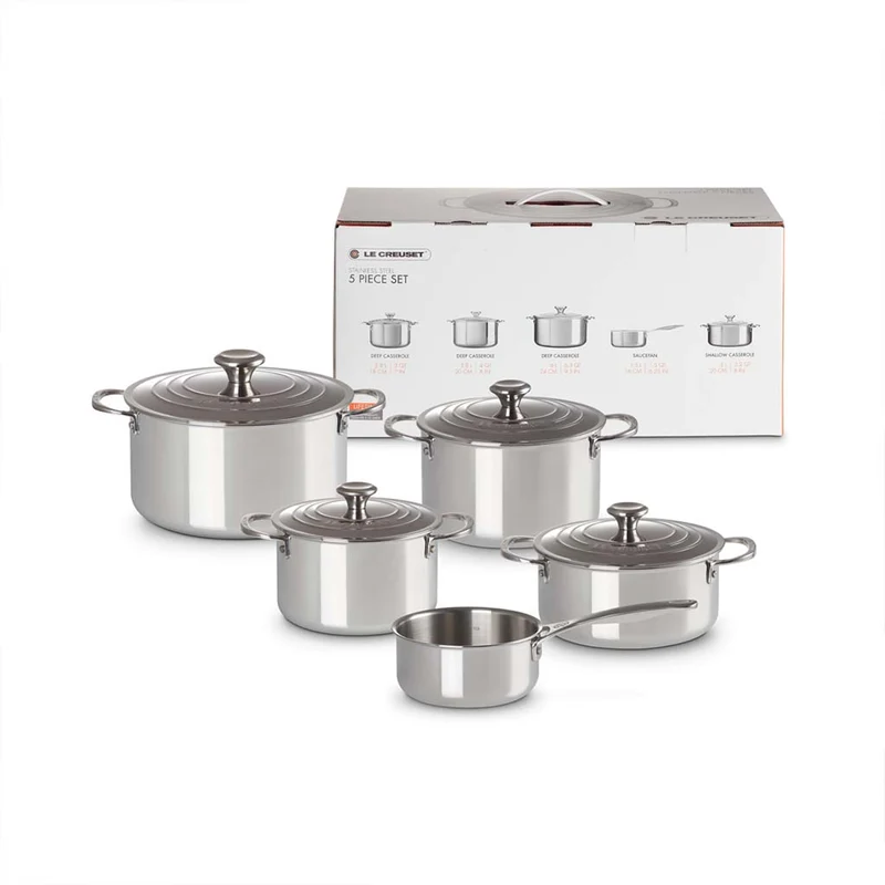 Batería 5 piezas acero inoxidable Signature Le Creuset