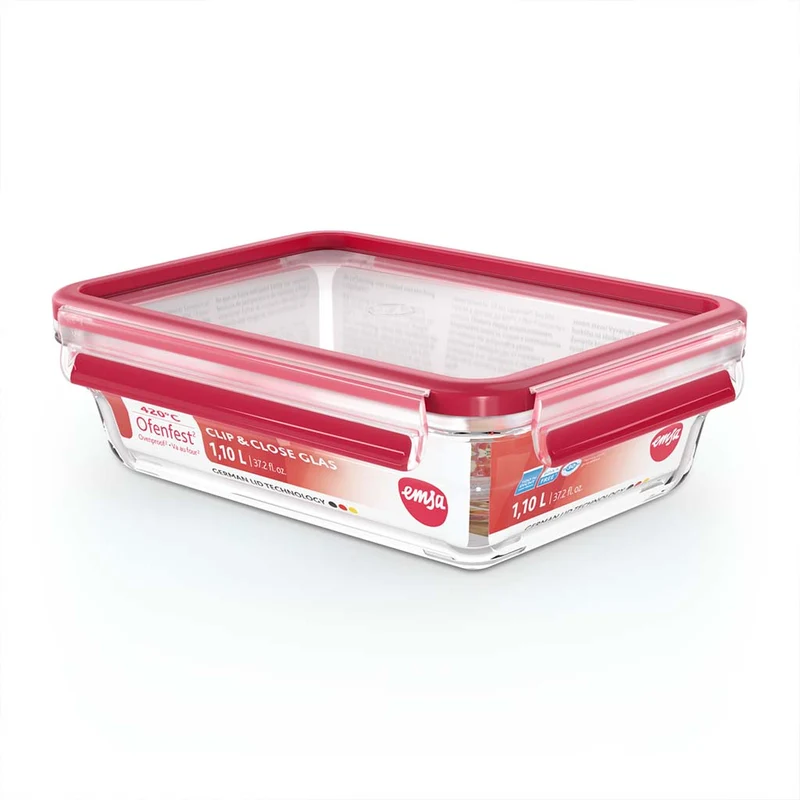 Recipientes de cristal apilables con cierre hermético Clip&Close EMSA