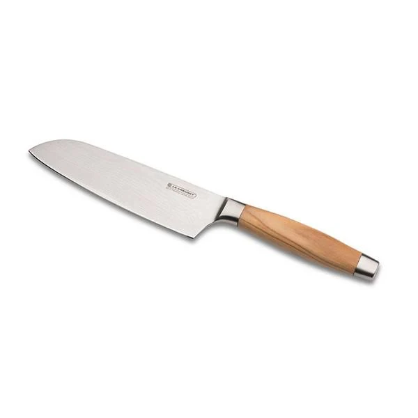 Cuchillos Le Creuset de acero damasco con mango de madera de olivo