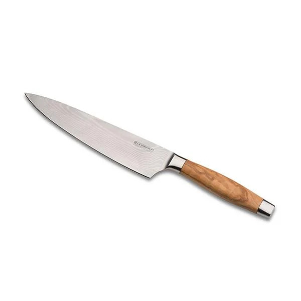 Cuchillos Le Creuset de acero damasco con mango de madera de olivo
