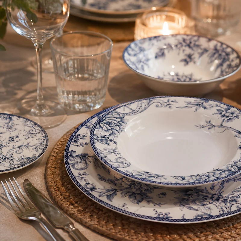 Kensington Servizio Piatti Decorati In Porcellana - Set 18 Pz