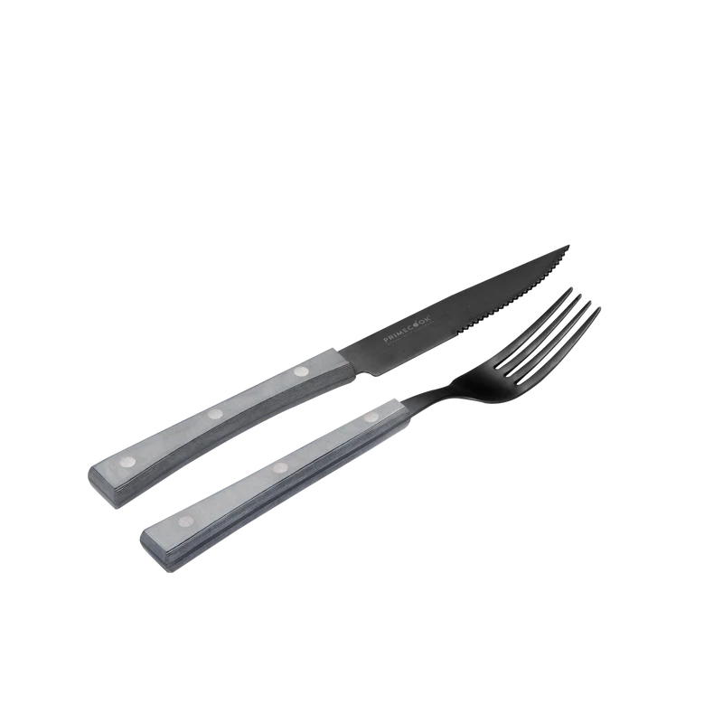 Set forchetta e coltello seghettato 13 cm