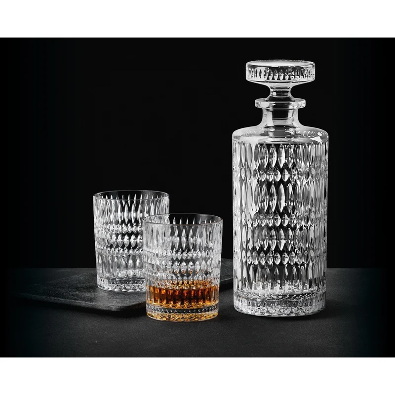 Ethno Set Whisky Decanter e Bicchieri In Vetro Cristallino - Set 3 Pz