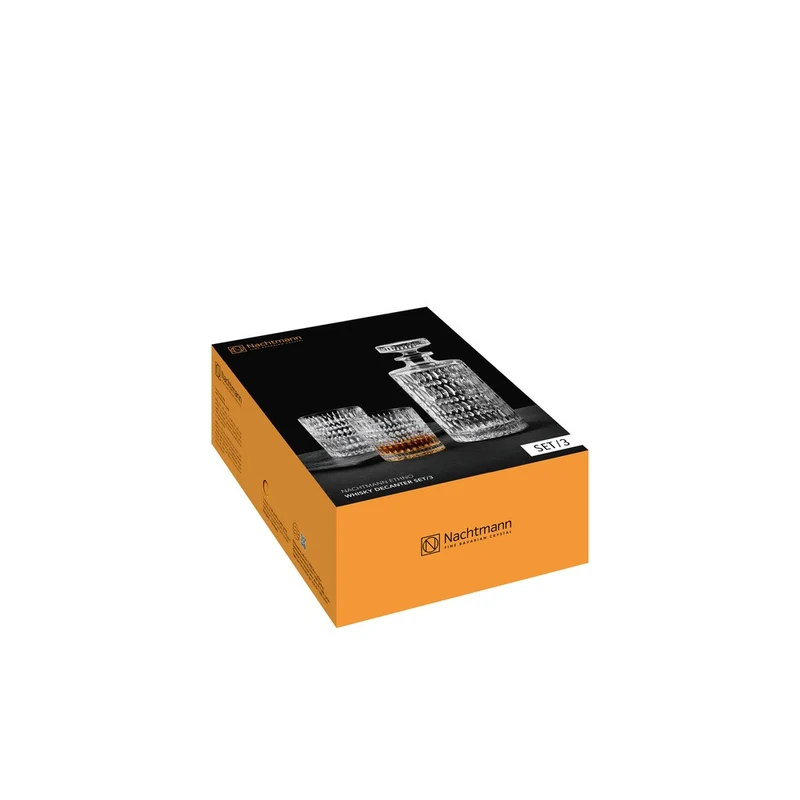 Ethno Set Whisky Decanter e Bicchieri In Vetro Cristallino - Set 3 Pz