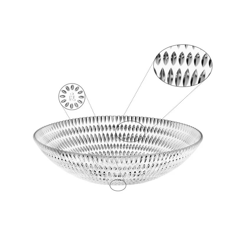 30 cm - Ethno Coppa Centro Tavola In Vetro Cristallino