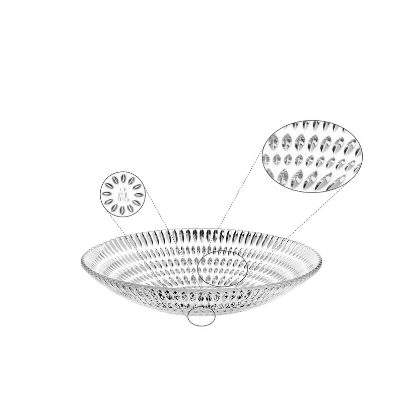 25 cm - Ethno Coppa Centro Tavola In Vetro Cristallino